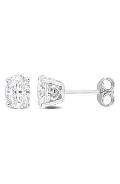 Delmar Sterling Silver Oval Lab Created Moissanite Stud Earrings In White