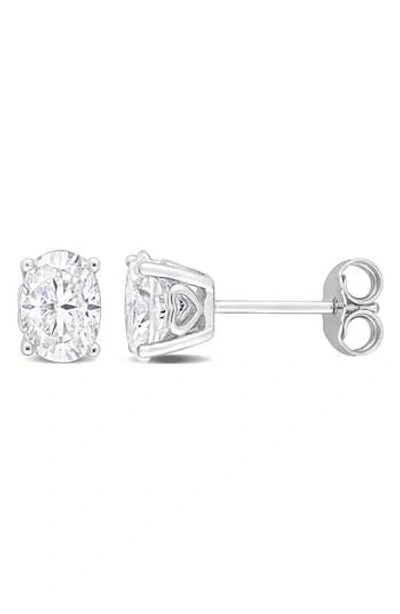 Delmar Sterling Silver Oval Lab Created Moissanite Stud Earrings