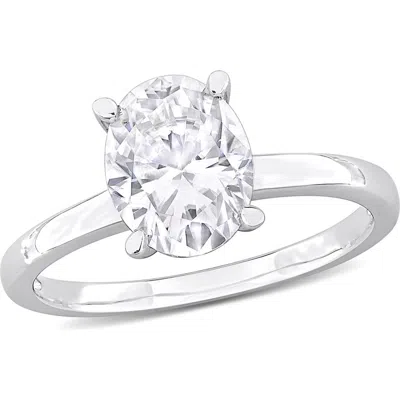 Delmar Sterling Silver Oval Moissanite Solitaire Ring In White Silver