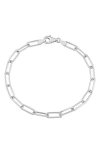 Delmar Sterling Silver Paper Clip Chain Bracelet In White
