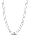 Delmar Sterling Silver Paper Clip Chain Necklace In Burgundy