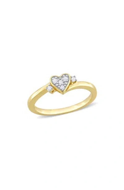 Delmar Sterling Silver Pavé Diamond Heart Ring In Gold