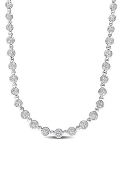 Delmar Sterling Silver Pavé Diamond Tennis Necklace In Metallic