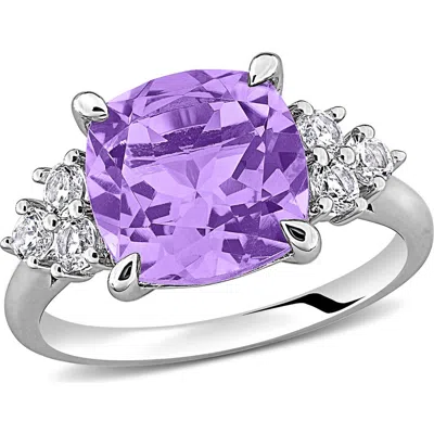 Delmar Sterling Silver Pink Amethyst Ring In Purple