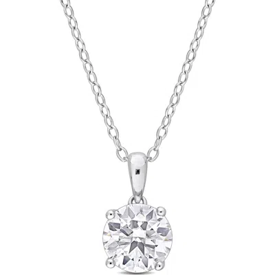Delmar Sterling Silver Round Lab Created Moissanite Pendant Necklace