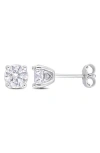 Delmar Sterling Silver Round Lab Created Moissanite Stud Earrings In Silver