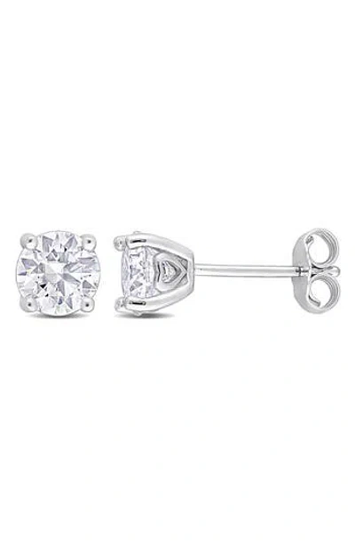 Delmar Sterling Silver Round Lab Created Moissanite Stud Earrings
