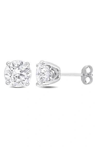 Delmar Sterling Silver Round Lab Grown Moissanite Stud Earrings