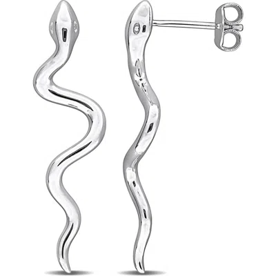Delmar Sterling Silver Snake Drop Earrings