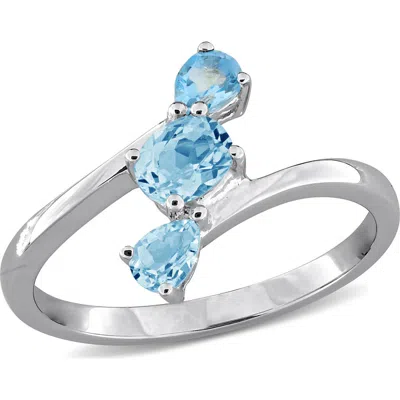 Delmar Swiss Blue Topaz Bypass Ring In Multi