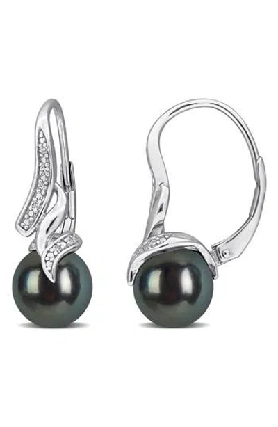 Delmar Tahitian Pearl & Diamond Drop Earrings In Pink