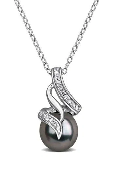 Delmar Tahitian Pearl & Diamond Pendant Necklace In Orange