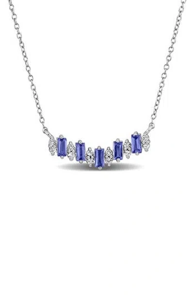 Delmar Tazanaite & White Sapphire Bar Penant Necklace In Metallic