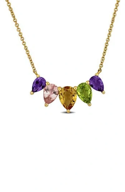 Delmar Teardrop Semiprecious Stone Necklace In Multi