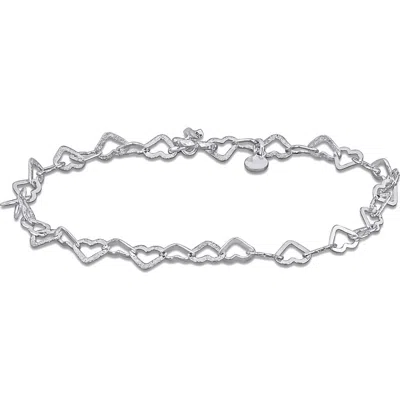 Delmar Textured Heart Link Bracelet In Transparent