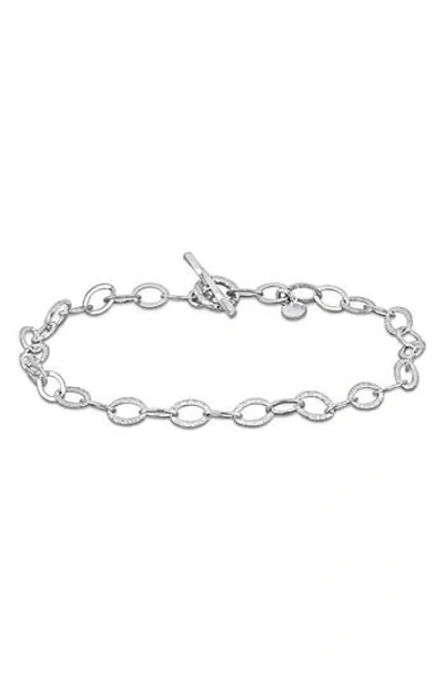 Delmar Textured Oval Link Bracelet In Silver