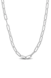 Delmar Textured Paper Clip Chain Necklace In Silver