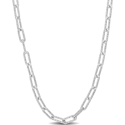Delmar Textured Paper Clip Chain Necklace In Silver