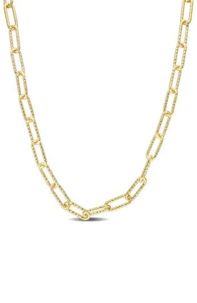 Delmar Textured Paper Clip Chain Necklace In Yellow