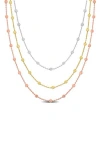 Delmar Three-strand Ball Chain Necklace In Sterling Silver/gold