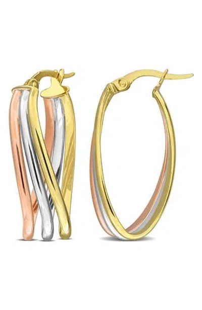 Delmar Triple Oval Twist Hoop Earrings In Gold