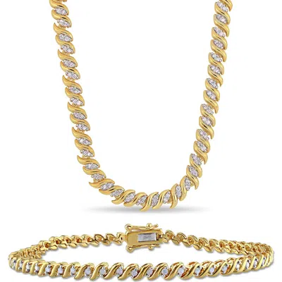 Delmar Twisted Diamond Necklace & Bracelet Set In Gold
