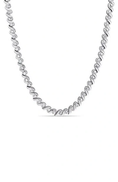 Delmar Twisted Diamond Tennis Necklace In Metallic