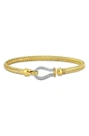 Delmar Two-tone Cubic Zirconia Weave Bracelet In Gold