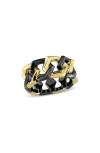 Delmar Two-tone Hexagon Link Eternity Ring In Black