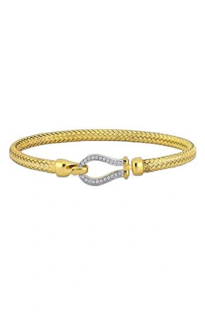 Delmar Two-tone Cubic Zirconia Weave Bracelet In White