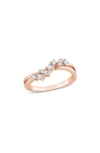 Delmar Wavy Diamond Ring In Rose Gold