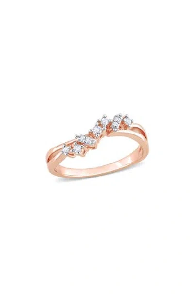 Delmar Wavy Diamond Ring In Rose Gold