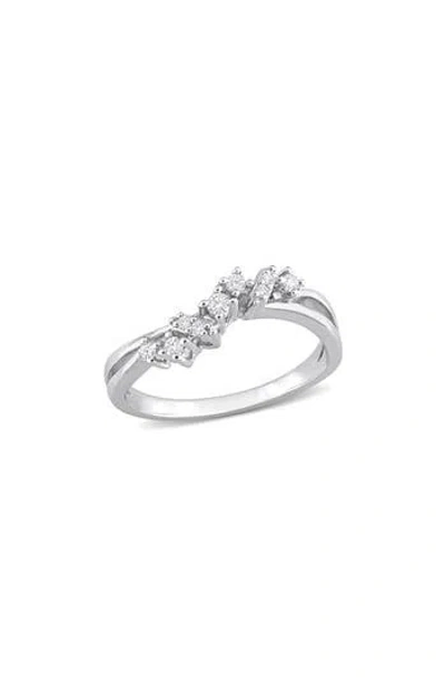 Delmar Wavy Diamond Ring In Silver