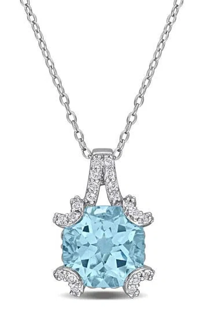 Delmar White Topaz & Semiprecious Stone Pendant Necklace In Blue