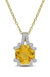 Delmar White Topaz & Semiprecious Stone Pendant Necklace In Yellow