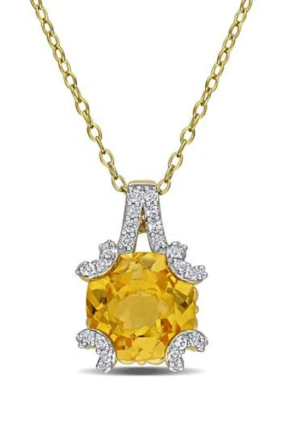 Delmar White Topaz & Semiprecious Stone Pendant Necklace In Yellow