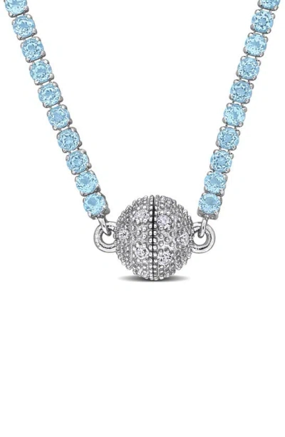 Delmar White Topaz & Sky Blue Topaz Necklace In Metallic