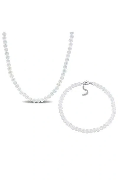 Delmar White Topaz Beaded Necklace & Bracelet Set