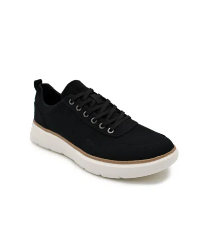 Delo Go Green Men's Canvas Low Top Sneakers In Black