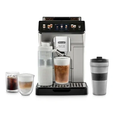 Delonghi Eletta Explore Fully Automatic Espresso Machine With Cold Brew In Stainless Steel;black