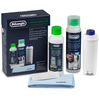 Delonghi Espresso Machine Cleaning Kit With Descaler, Filter & Water Hardness Test Strips In White