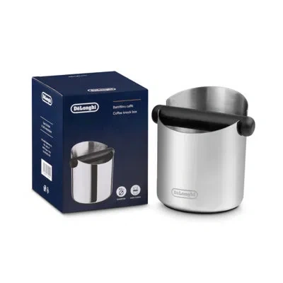 Delonghi Medium Knock Box With Removable Dishwasher-safe Bar In Mirrored Stainless Steel In Silver