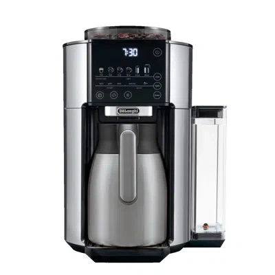 Delonghi Truebrew Automatic Drip Coffee Maker W/ Thermal Carafe, Built-in Grinder & Bean Extract Technology In Silver