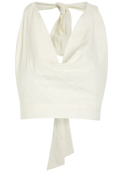 Delos Ayla Textured Woven Crop Top In White