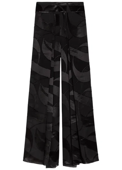 Delos Cybelle Devoré Georgette Trousers In Black