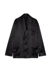 Delos Gilbert Double-breasted Silk Jacket In Black