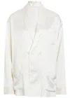 Delos Gilbert Double-breasted Silk Jacket In White