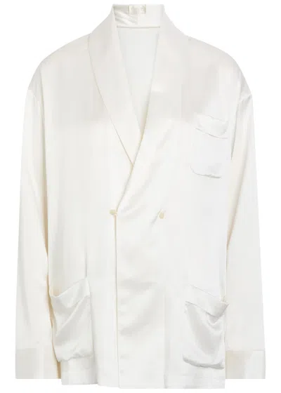 Delos Gilbert Double-breasted Silk Jacket In White