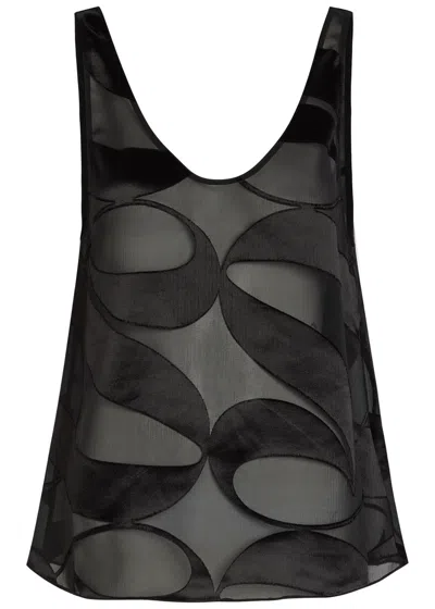 Delos Mira Devoré Georgette Top In Black