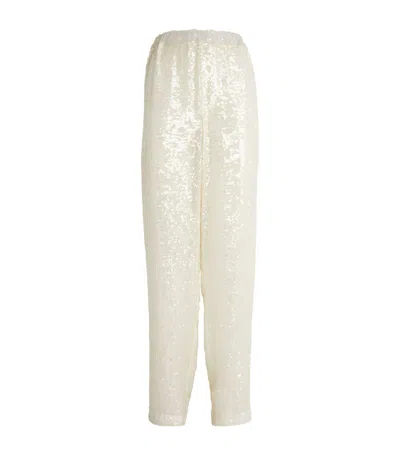 Delos Sequin-embellished Straight-leg Trousers In Ivory